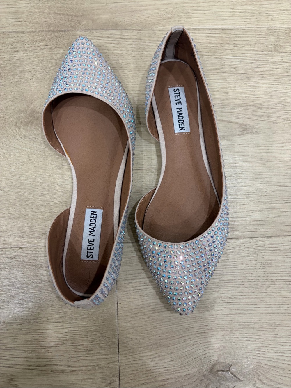 Steve Madden Blush Crystal D'Orsay Pointed Flats